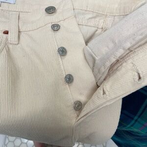 Re/Done ivory button fly Corduroy Trousers
